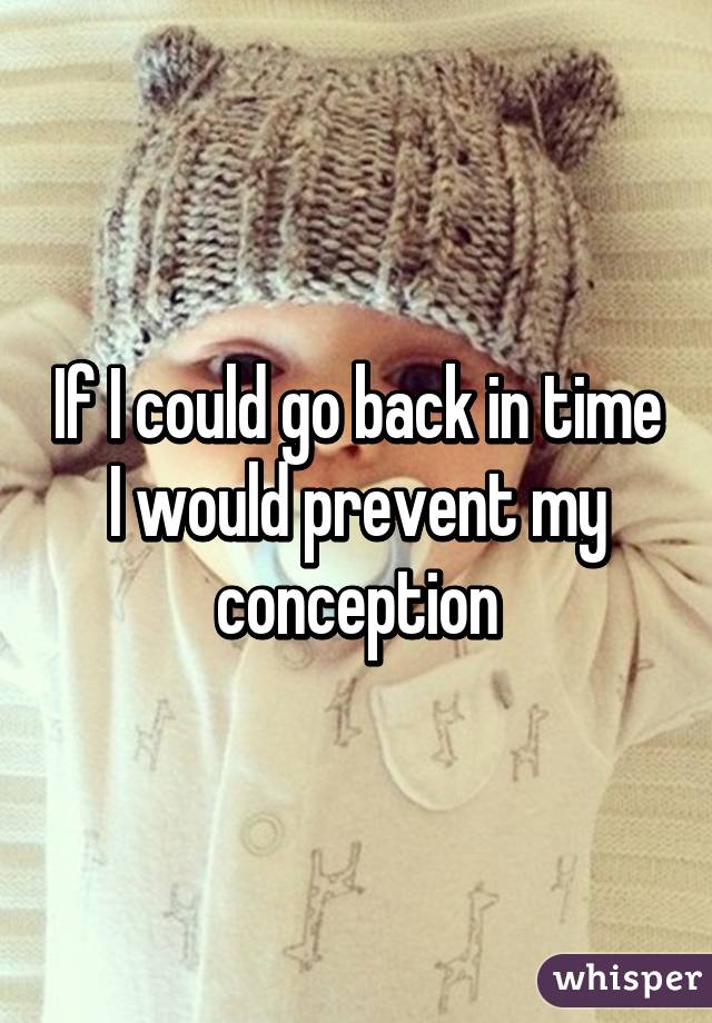 If I could go back in time I would prevent my conception