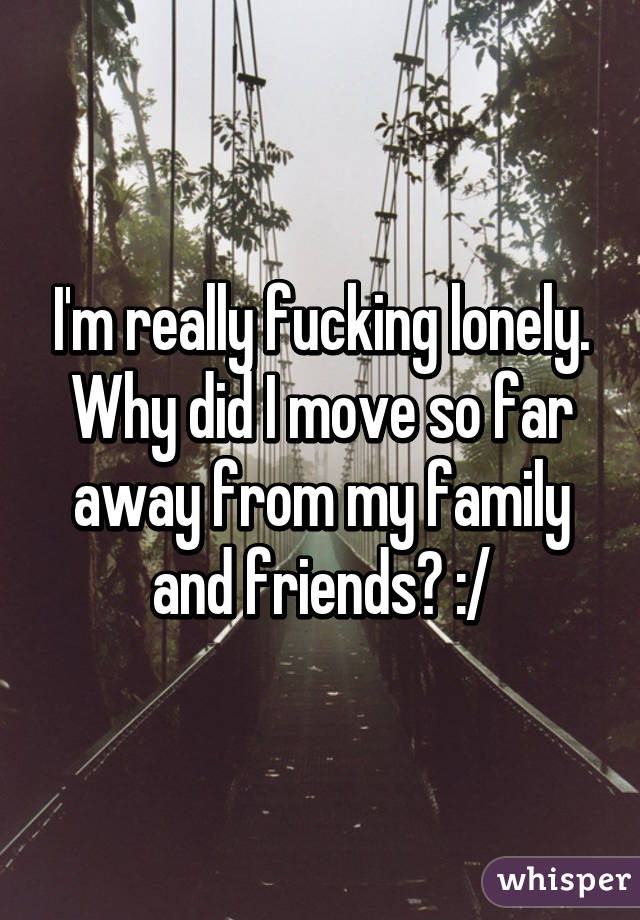 I'm really fucking lonely. Why did I move so far away from my family and friends? :/