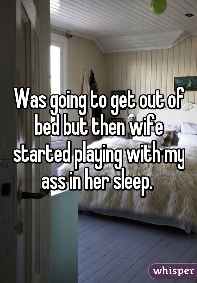 Was going to get out of bed but then wife started playing with my ass in her sleep. 