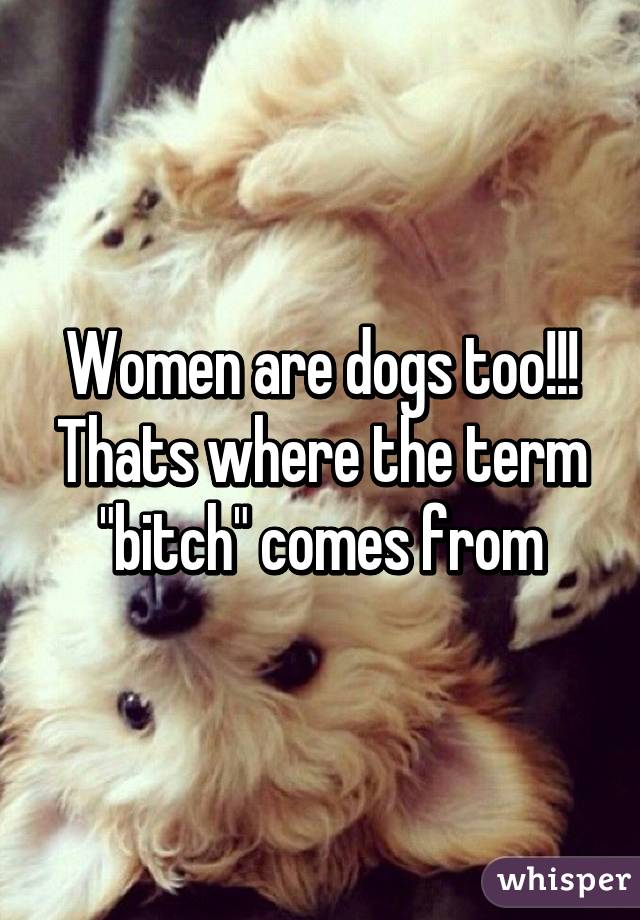Women are dogs too!!! Thats where the term "bitch" comes from