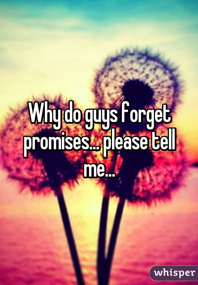 Why do guys forget promises... please tell me...