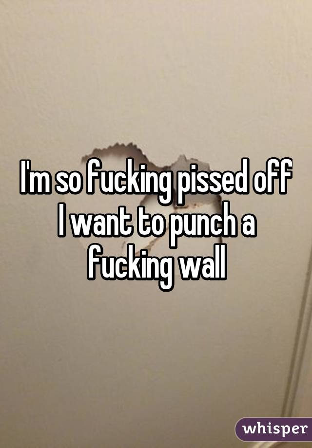 I'm so fucking pissed off I want to punch a fucking wall