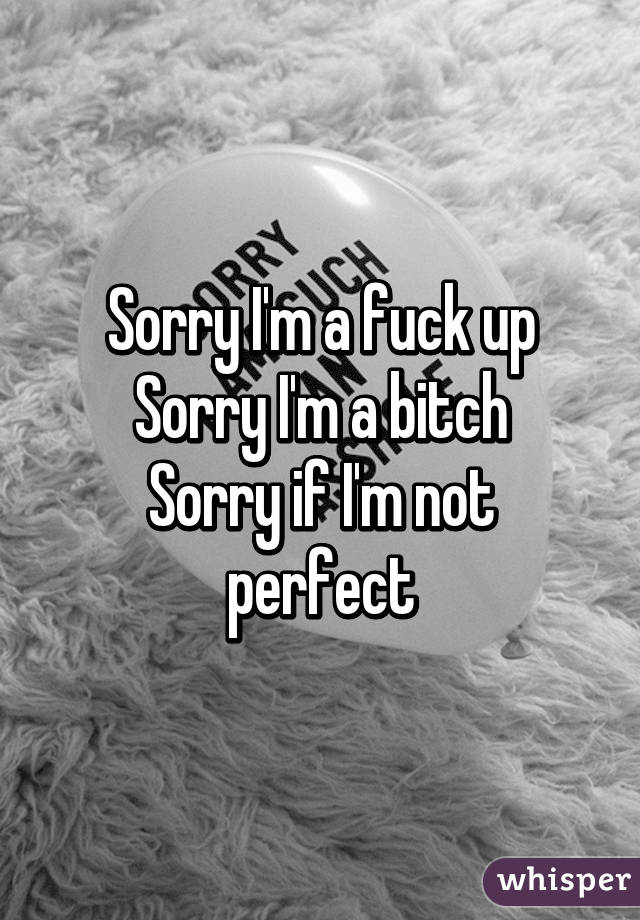 Sorry I'm a fuck up
Sorry I'm a bitch
Sorry if I'm not perfect