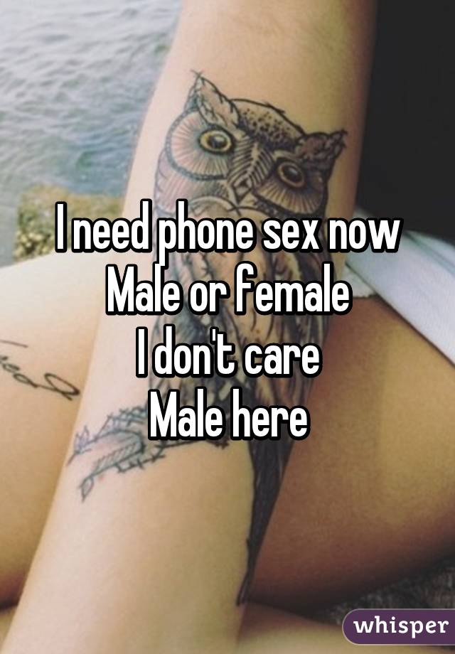 I need phone sex now
Male or female
I don't care
Male here