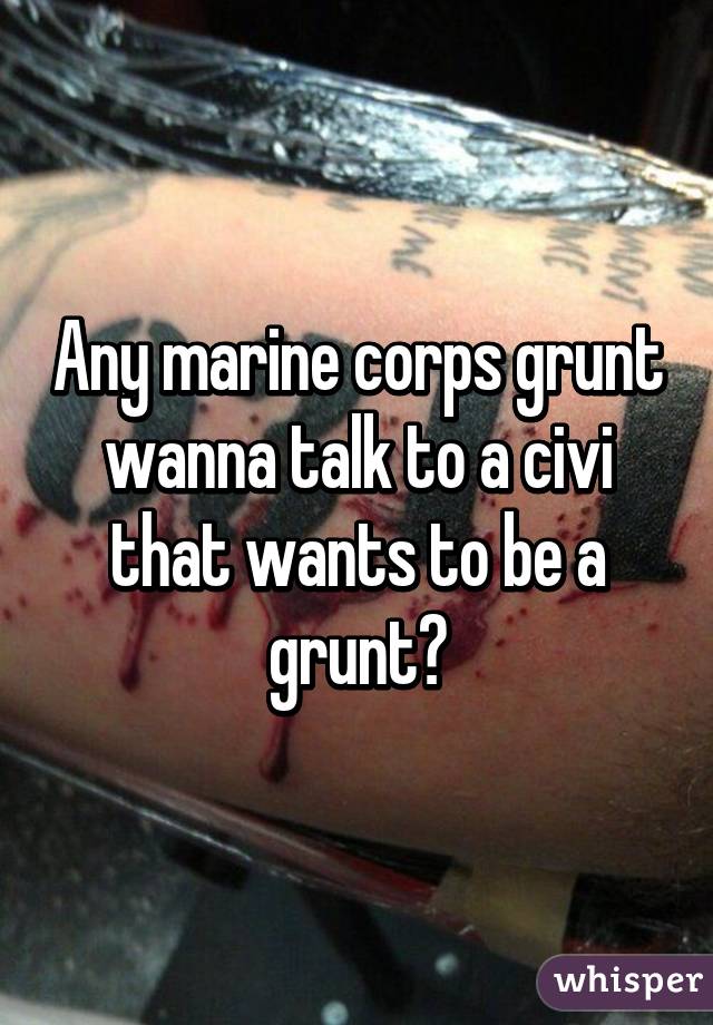 Any marine corps grunt wanna talk to a civi that wants to be a grunt?