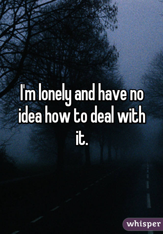 I'm lonely and have no idea how to deal with it.