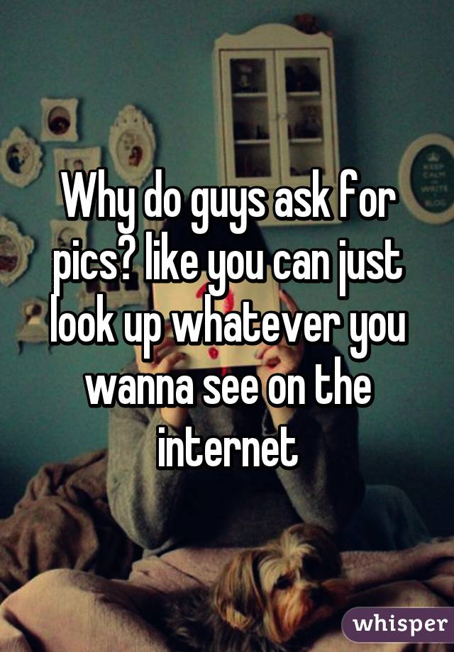 Why do guys ask for pics? like you can just look up whatever you wanna see on the internet