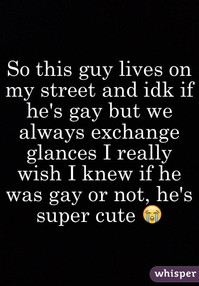 So this guy lives on my street and idk if he's gay but we always exchange glances I really wish I knew if he was gay or not, he's super cute 😭