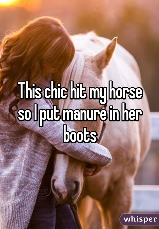 This chic hit my horse so I put manure in her boots