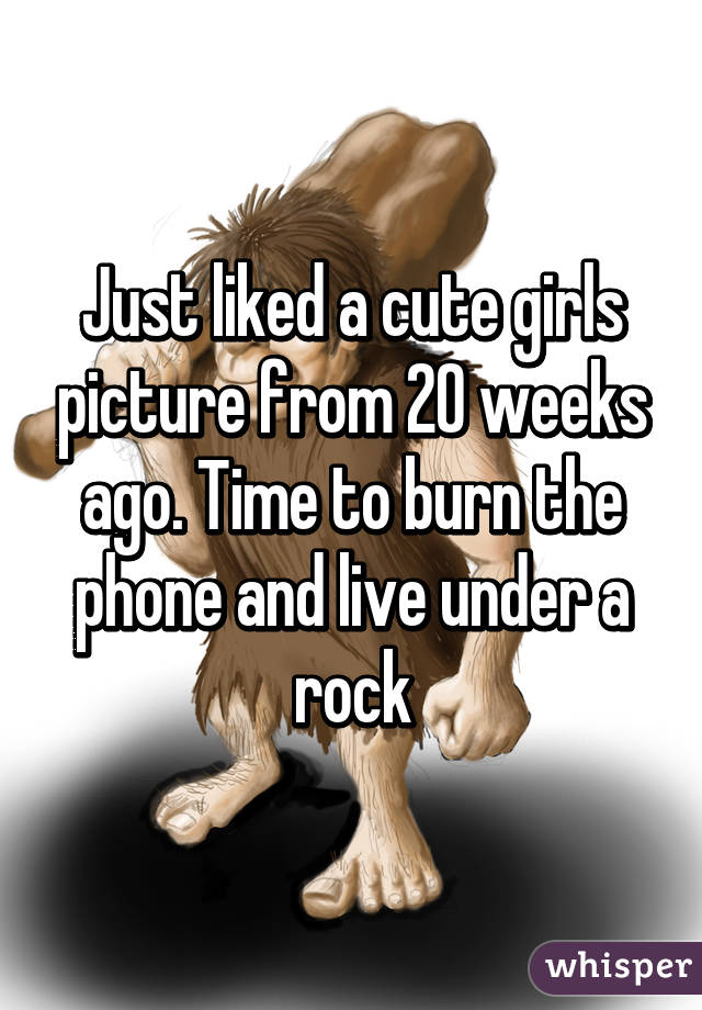 Just liked a cute girls picture from 20 weeks ago. Time to burn the phone and live under a rock