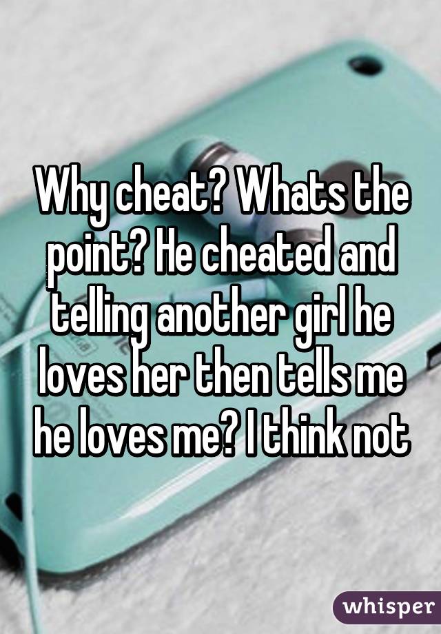 Why cheat? Whats the point? He cheated and telling another girl he loves her then tells me he loves me? I think not