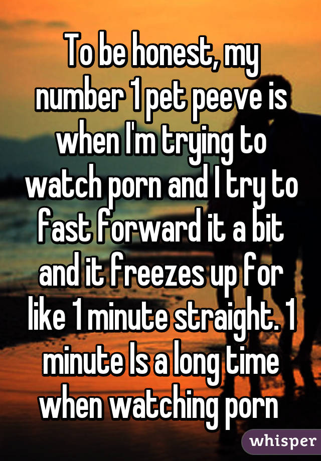 To be honest, my number 1 pet peeve is when I'm trying to watch porn and I try to fast forward it a bit and it freezes up for like 1 minute straight. 1 minute Is a long time when watching porn 