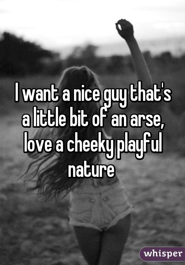 I want a nice guy that's a little bit of an arse, love a cheeky playful nature 