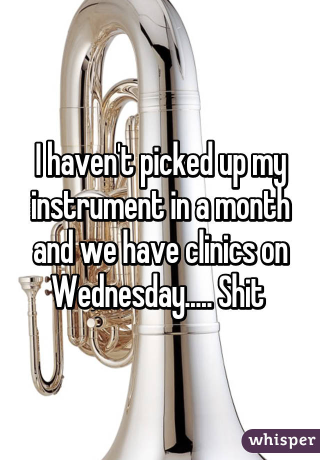 I haven't picked up my instrument in a month and we have clinics on Wednesday..... Shit 