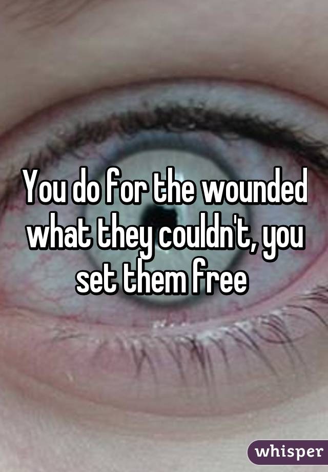 You do for the wounded what they couldn't, you set them free 