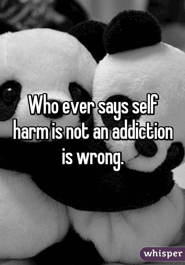 Who ever says self harm is not an addiction is wrong.