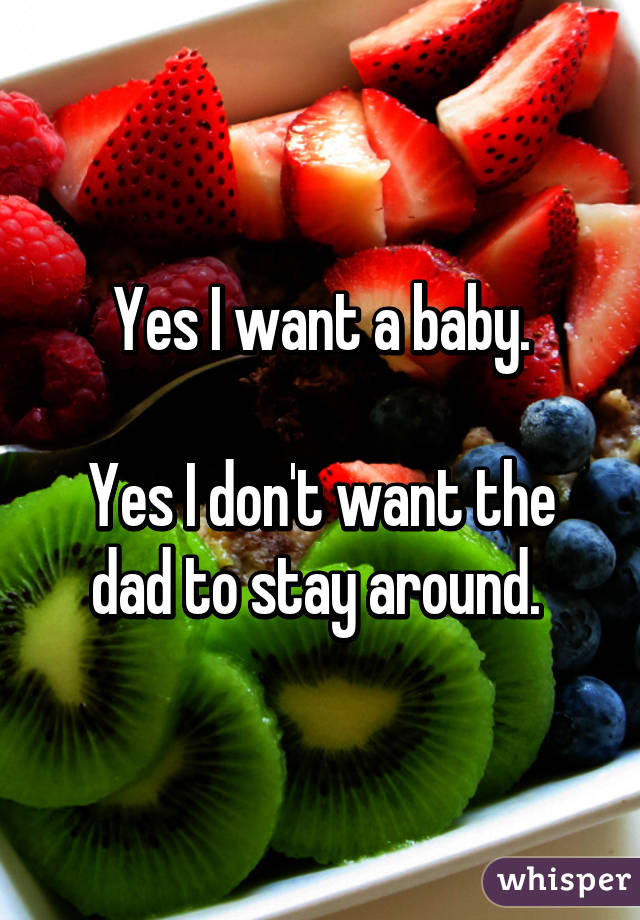 Yes I want a baby.

Yes I don't want the dad to stay around. 