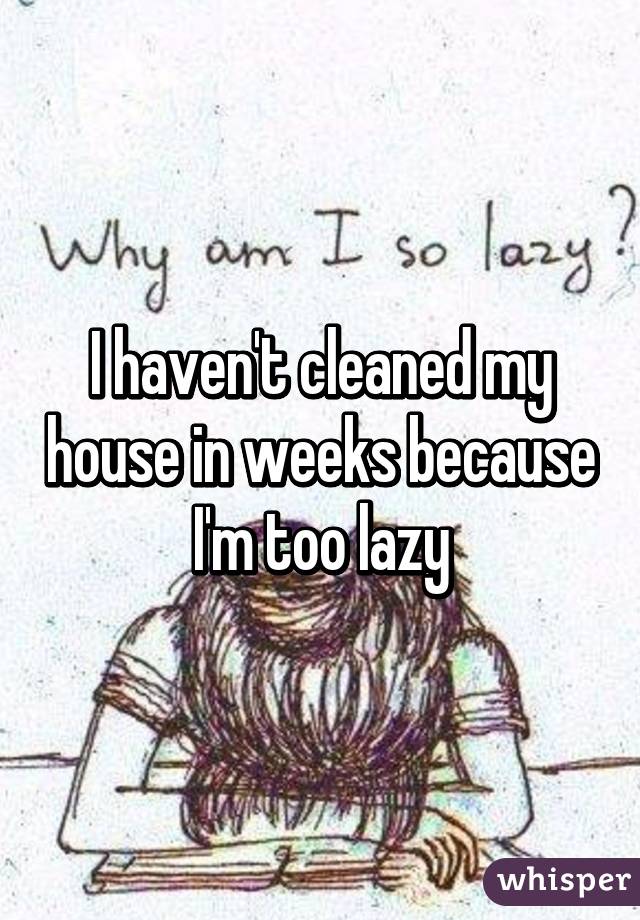 I haven't cleaned my house in weeks because I'm too lazy