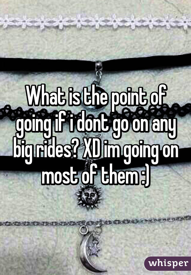 What is the point of going if i dont go on any big rides? XD im going on most of them :)