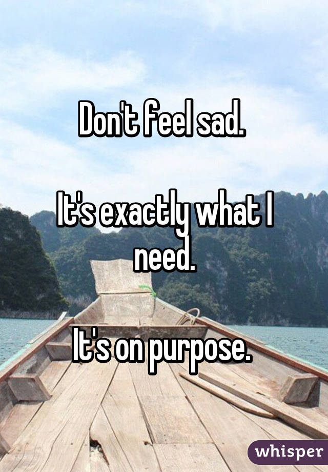Don't feel sad. 

It's exactly what I need.

It's on purpose. 