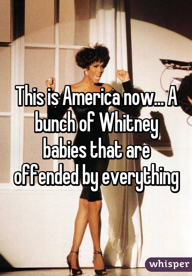 This is America now... A bunch of Whitney babies that are offended by everything