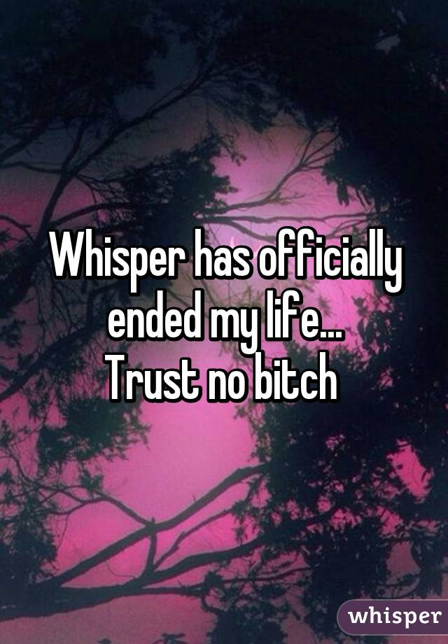 Whisper has officially ended my life...
Trust no bitch 