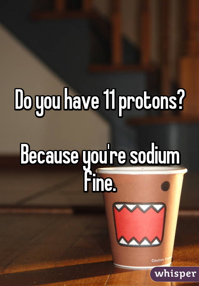 Do you have 11 protons?

Because you're sodium fine.