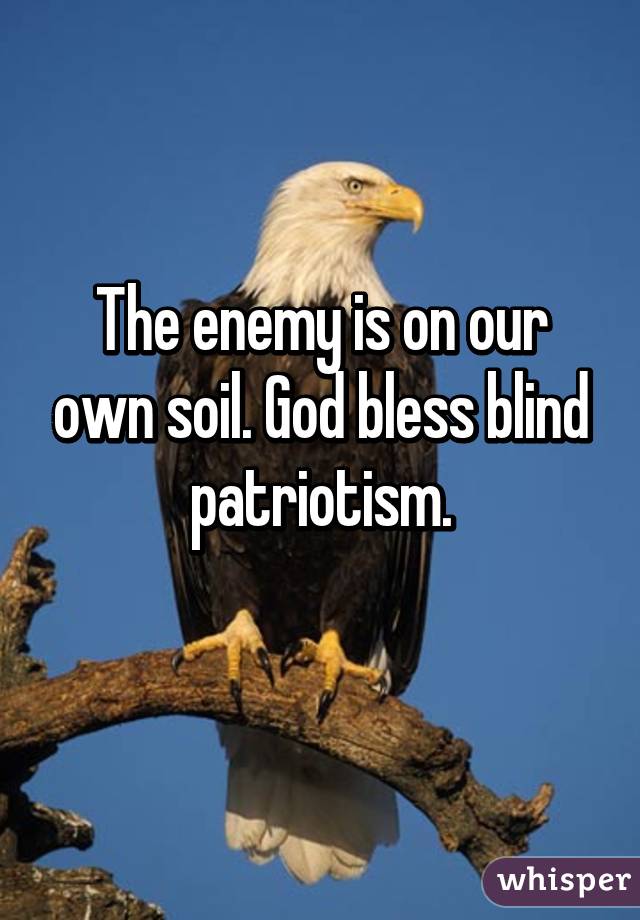 The enemy is on our own soil. God bless blind patriotism.
