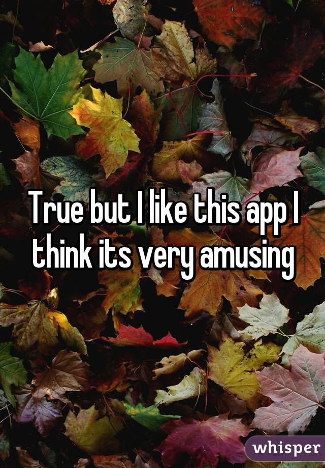 True but I like this app I think its very amusing