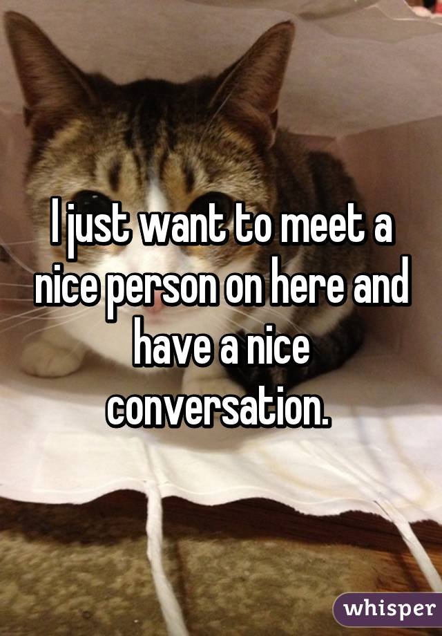 I just want to meet a nice person on here and have a nice conversation. 