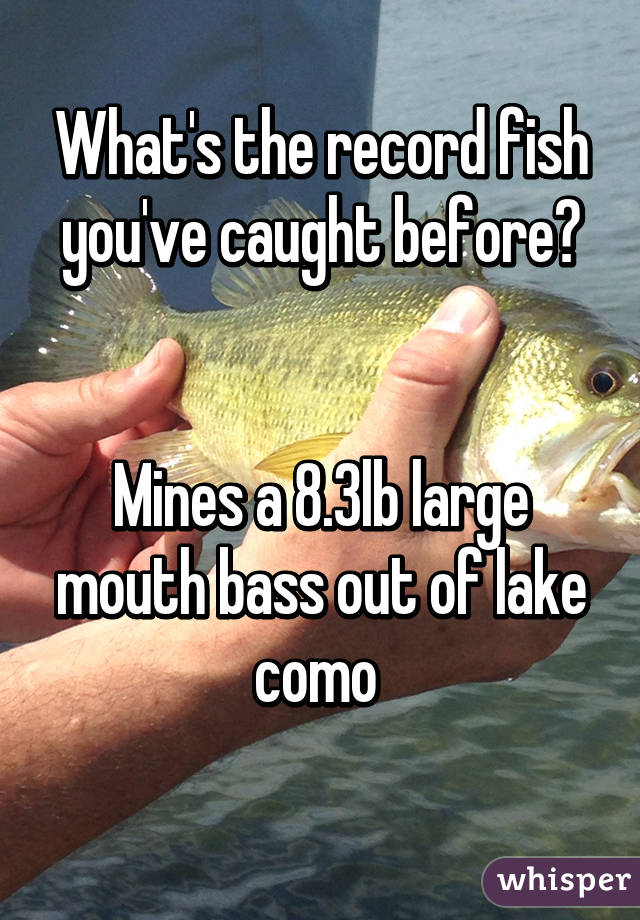 What's the record fish you've caught before?


Mines a 8.3lb large mouth bass out of lake como 
