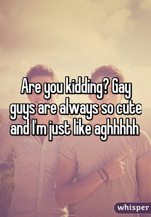 Are you kidding? Gay guys are always so cute and I'm just like aghhhhh 