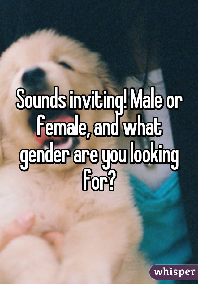 Sounds inviting! Male or female, and what gender are you looking for?