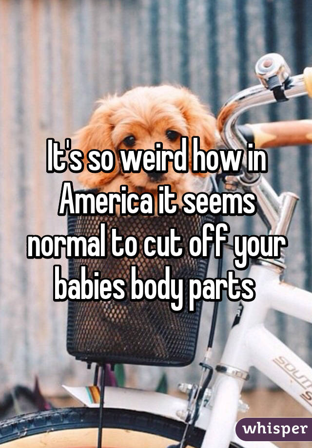 It's so weird how in America it seems normal to cut off your babies body parts 