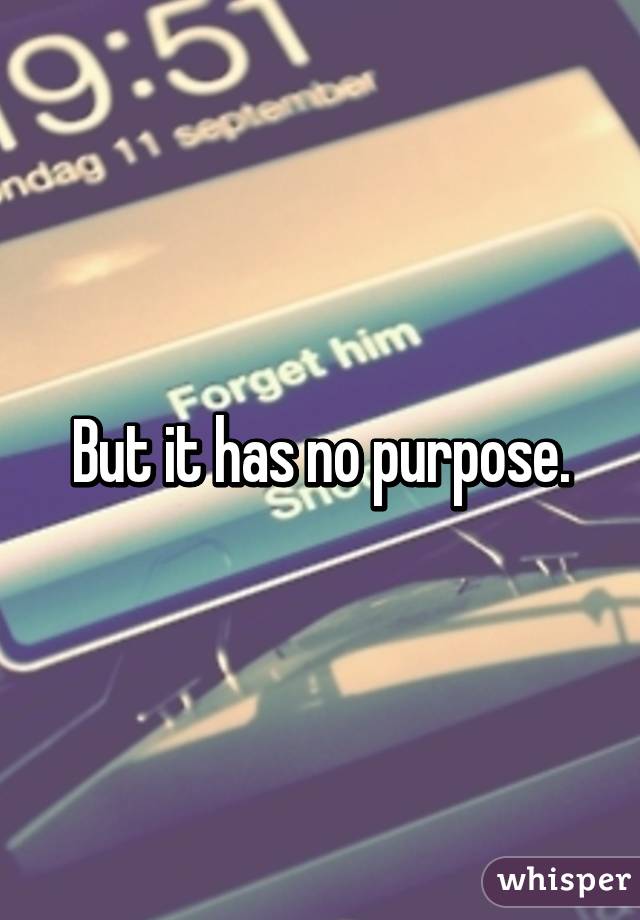 But it has no purpose.