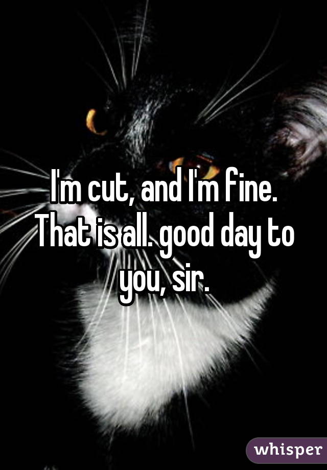 I'm cut, and I'm fine. That is all. good day to you, sir.