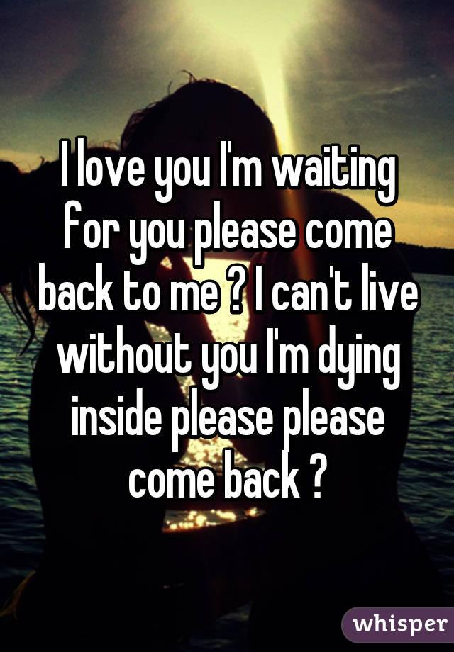 I love you I'm waiting for you please come back to me 😔 I can't live without you I'm dying inside please please come back 💔
