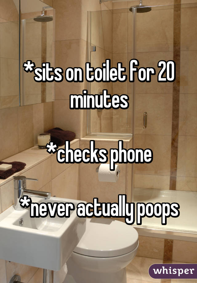 *sits on toilet for 20 minutes

*checks phone

*never actually poops