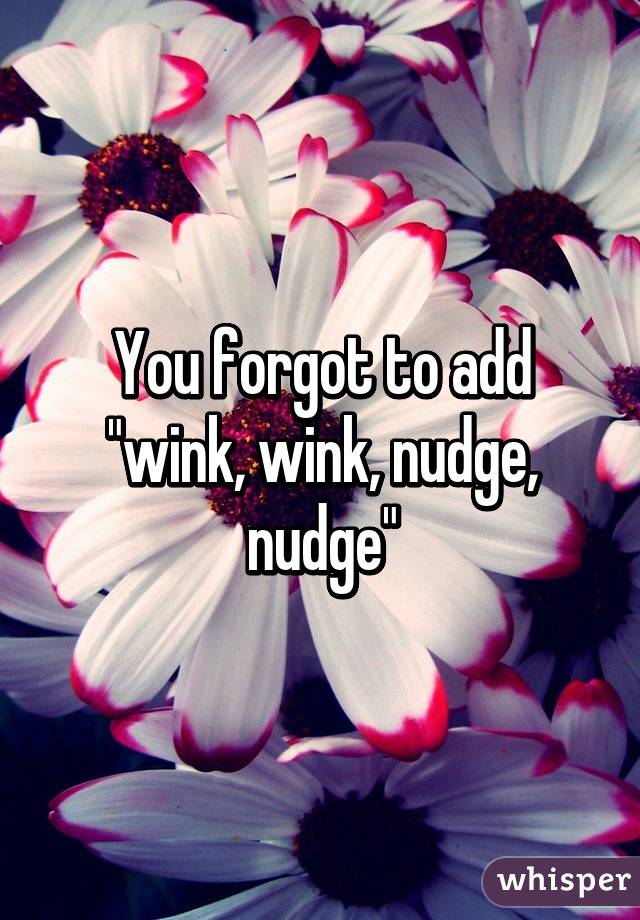 You forgot to add "wink, wink, nudge, nudge"