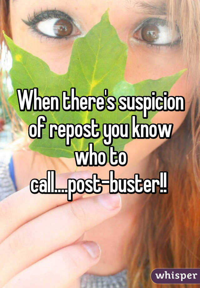 When there's suspicion of repost you know who to call....post-buster!! 