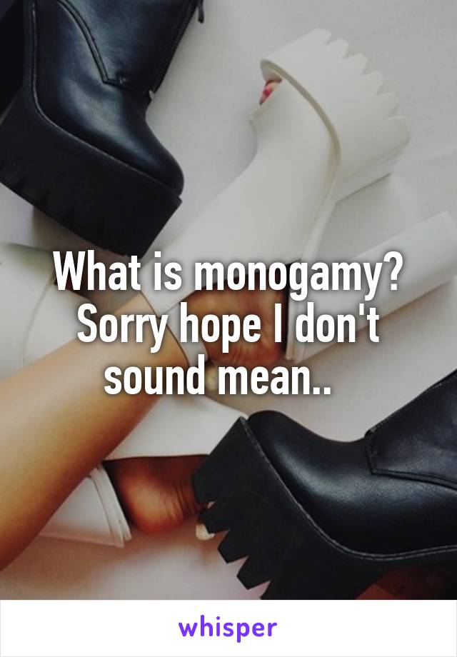 What is monogamy? Sorry hope I don't sound mean..  