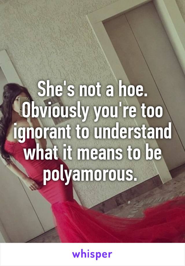 She's not a hoe. Obviously you're too ignorant to understand what it means to be polyamorous. 