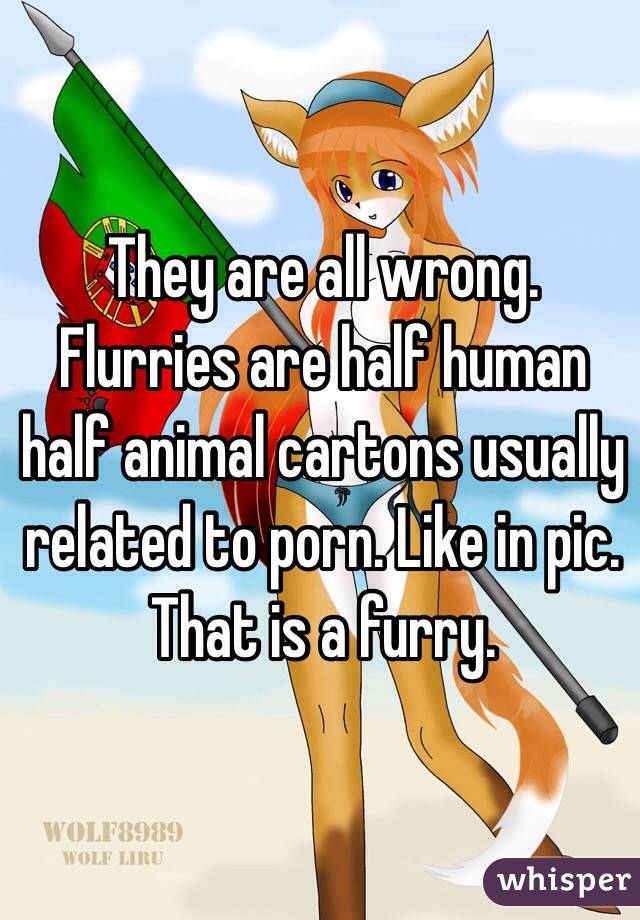 They are all wrong. Flurries are half human half animal cartons usually related to porn. Like in pic. That is a furry. 