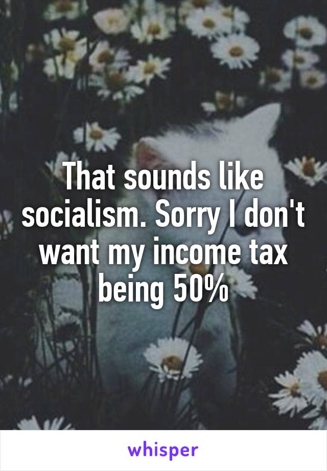 That sounds like socialism. Sorry I don't want my income tax being 50%