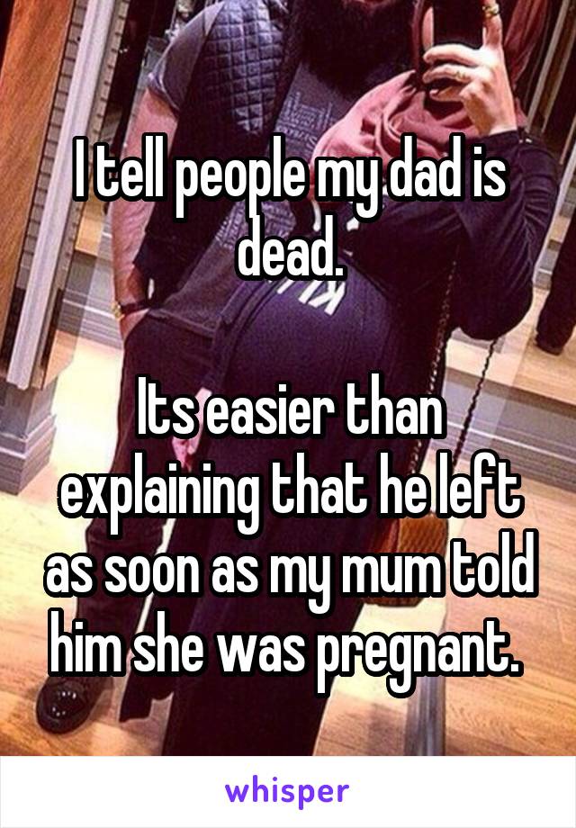 I tell people my dad is dead.

Its easier than explaining that he left as soon as my mum told him she was pregnant. 