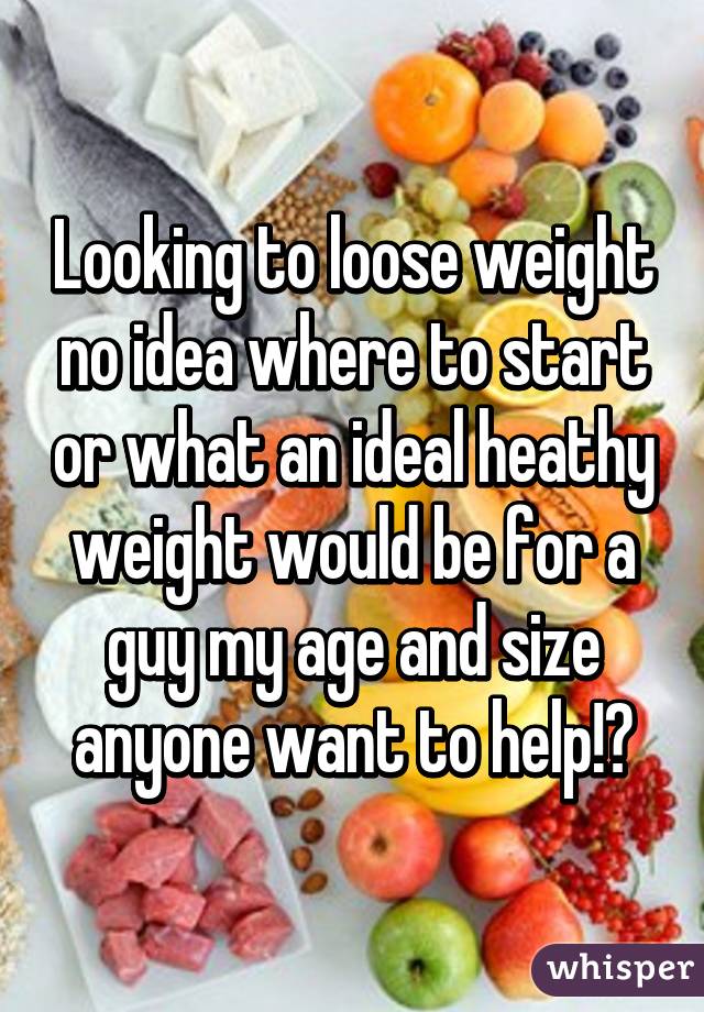 Looking to loose weight no idea where to start or what an ideal heathy weight would be for a guy my age and size anyone want to help!?