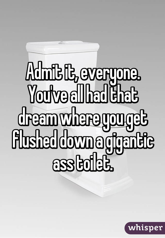 Admit it, everyone. You've all had that dream where you get flushed down a gigantic ass toilet.