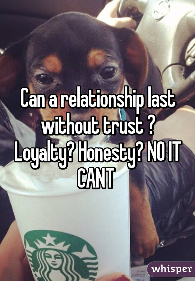 Can a relationship last without trust ? Loyalty? Honesty? NO IT CANT 