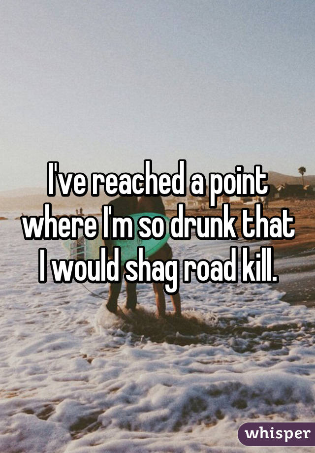 I've reached a point where I'm so drunk that I would shag road kill.