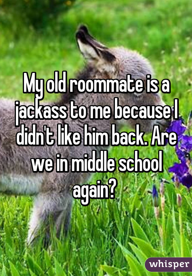 My old roommate is a jackass to me because I didn't like him back. Are we in middle school again? 